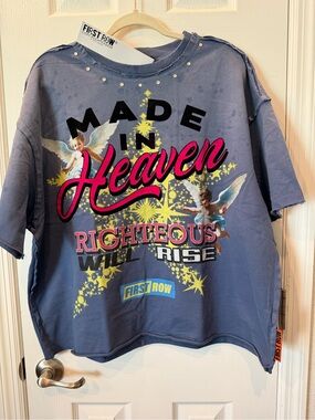 First Row Made in Heaven Righteous Graphic Men’s Tee — Blue